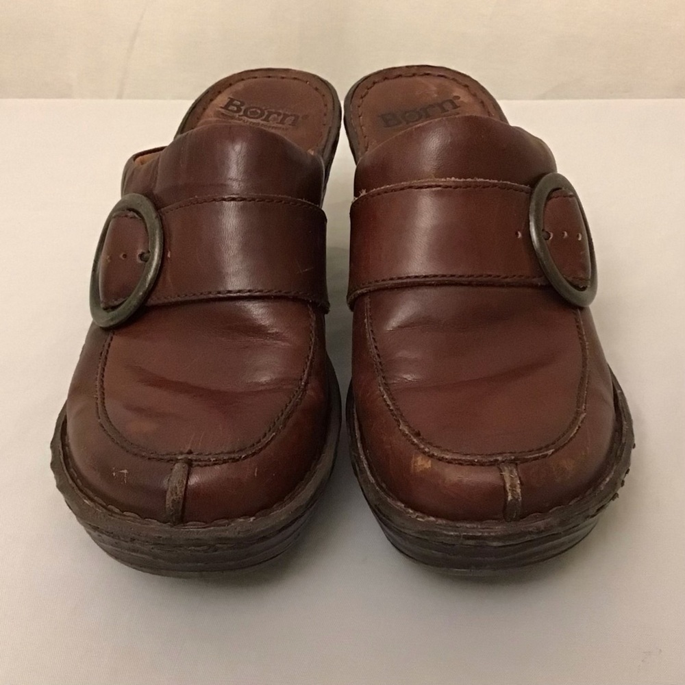 Born 7 Clogs Women’s Comfort Shoes Brown Distressed Leather Boho Platform - Picture 4 of 13